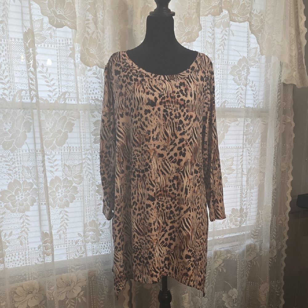 Leopard Print Long Sleeve Dress